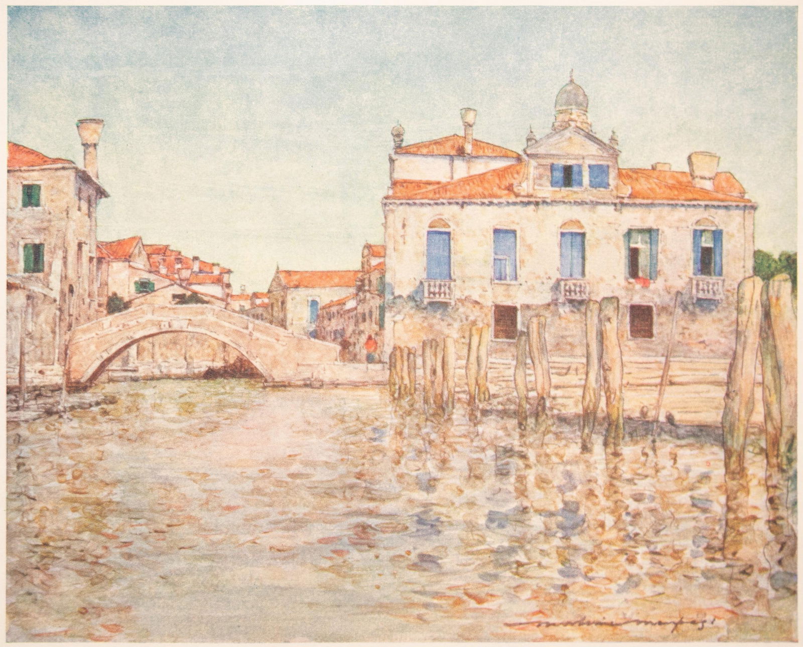 1912 Mortimer Menpes "By a Squero or Boat-Building Yard", Original Full-Color Print of Venice - 2