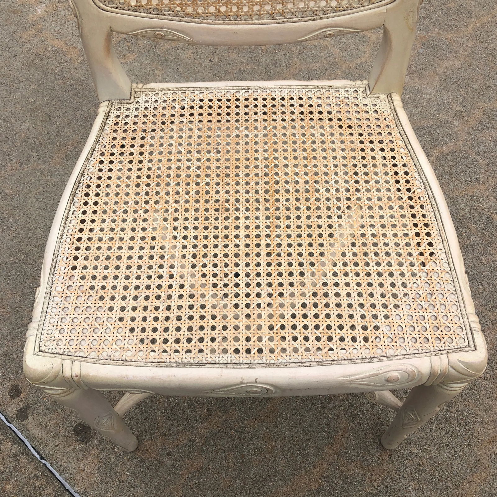 1970s Vintage Faux Boise White Wooden Cane Accent Chair - 2