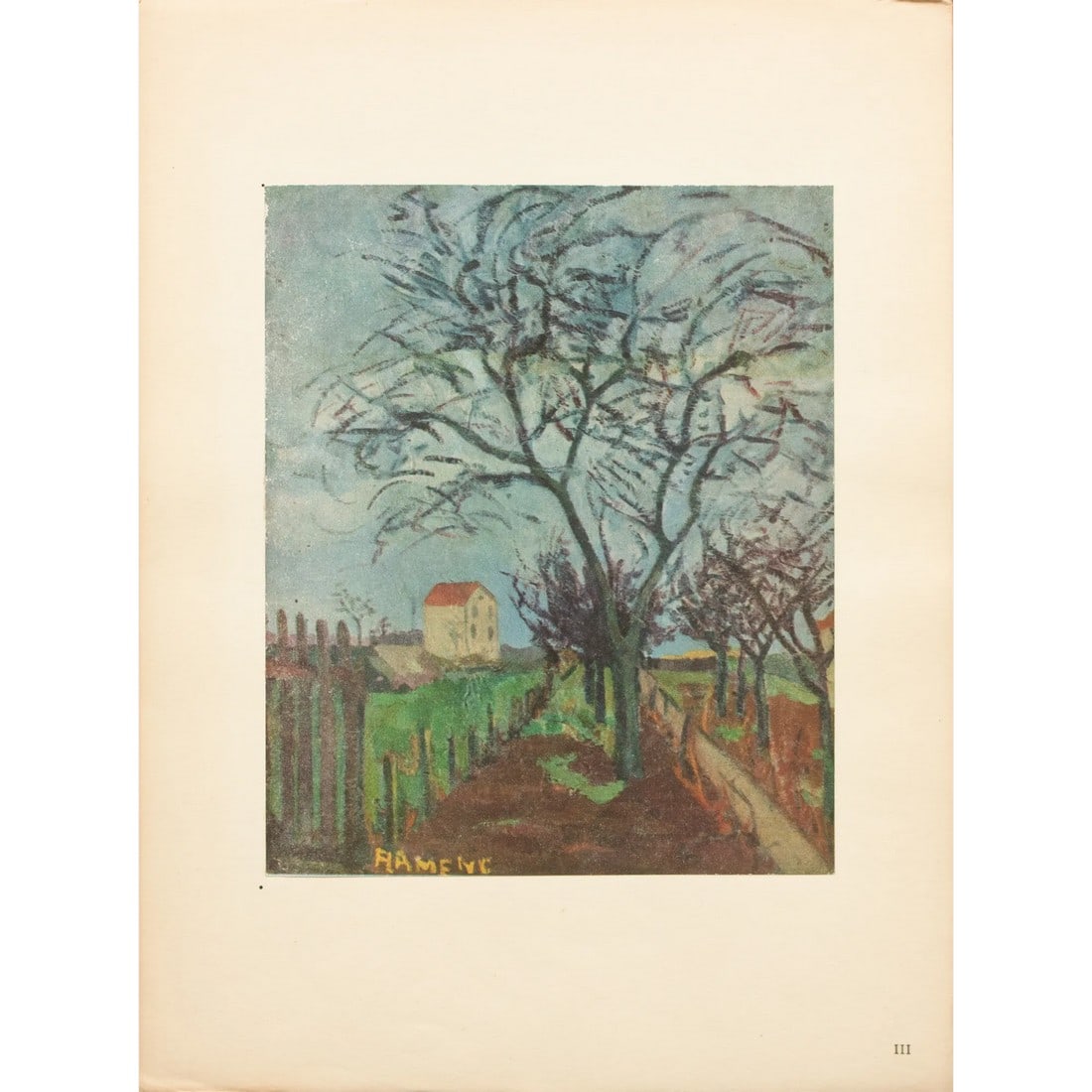 1947 After M. Vlaminck "The Garden", First Edition Period Parisian Offset Lithograph: A vintage First Edition period offset lithograph, print, after painting "The Garden" (1902) by Maurice Vlaminck (1876-1958). Comes from a First Limited Edition art folio published by Editions du