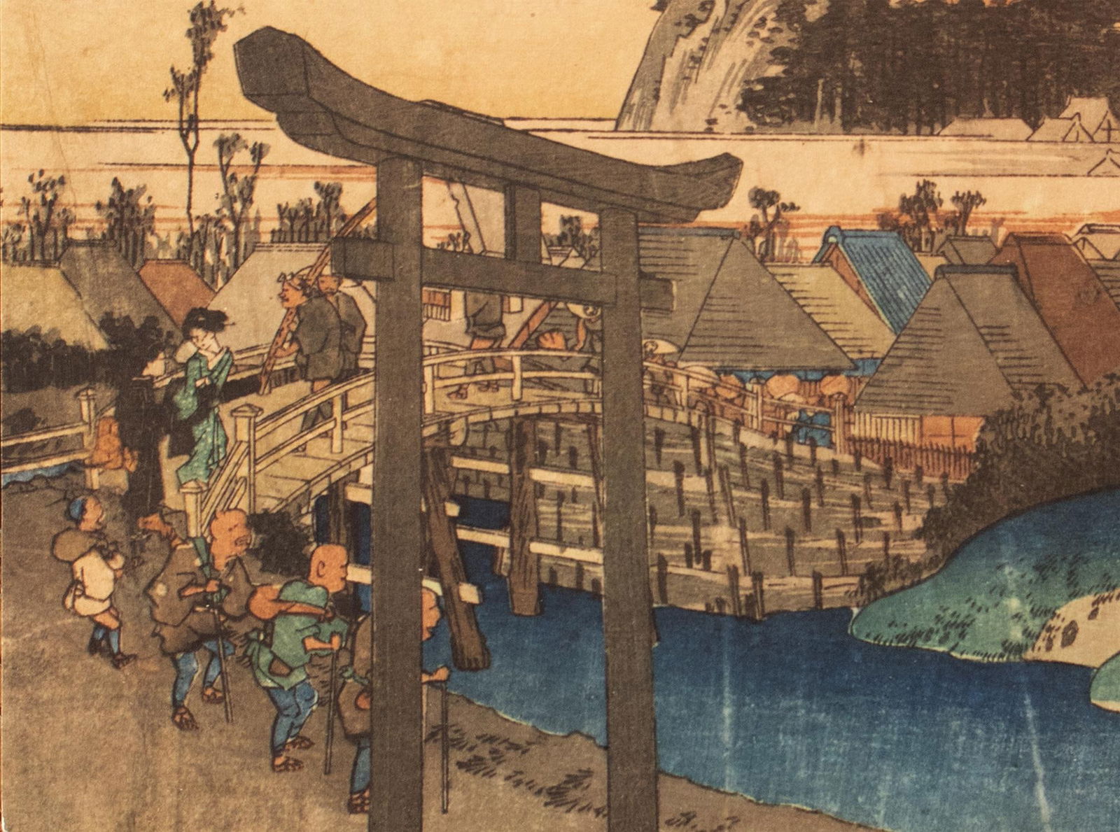 1960 After Hiroshige "The 53 Stations of Tokaido Road: 6th Station", Ukiyo-E Print From France - 6