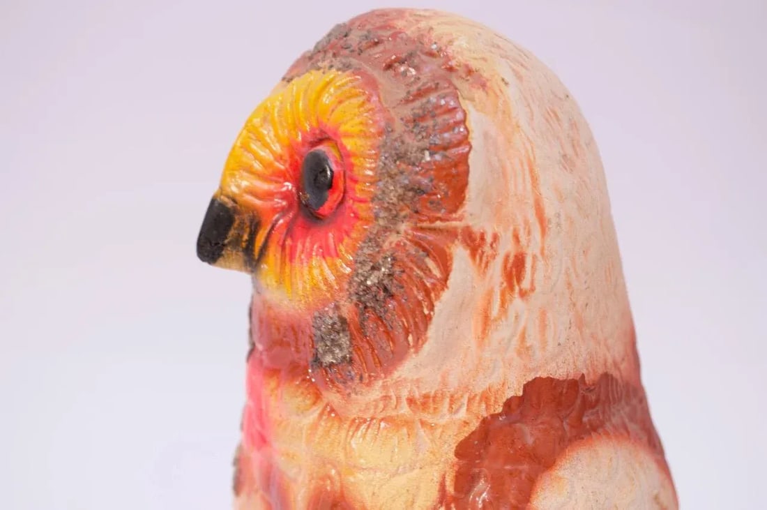 Mid-Century Carved and Painted Chalkware Owl - 10