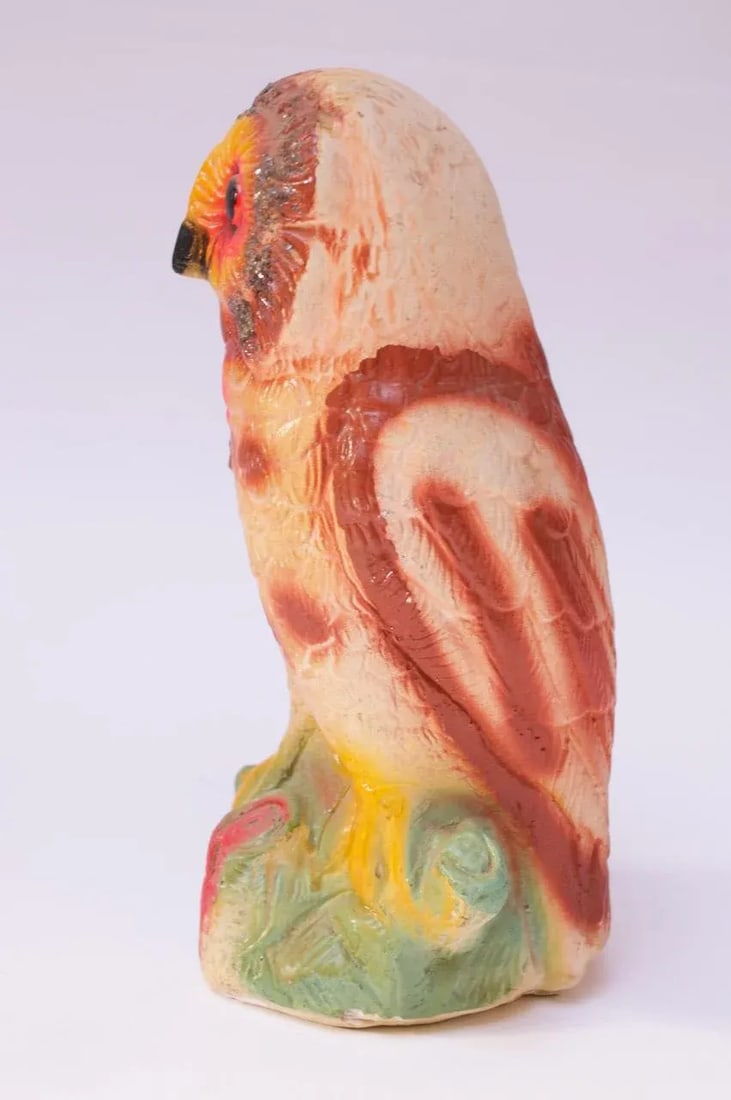 Mid-Century Carved and Painted Chalkware Owl - 3