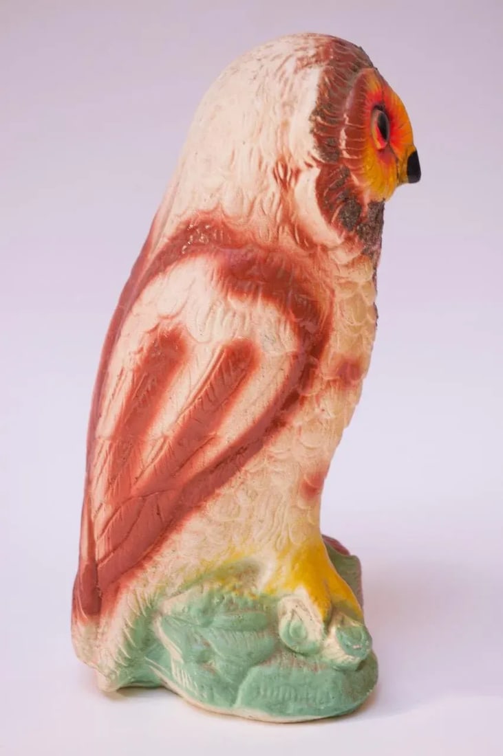 Mid-Century Carved and Painted Chalkware Owl - 5