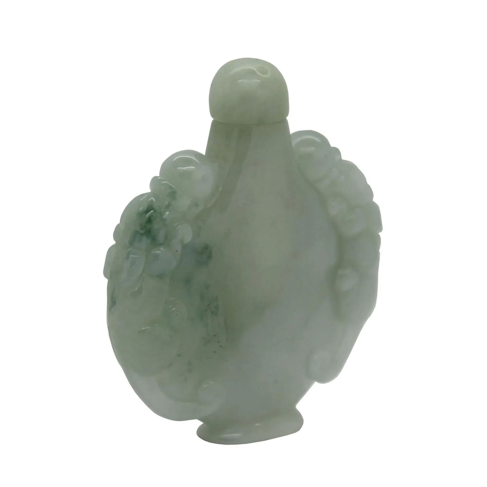 Jade Snuff Bottle With Pair of Foo Dog Chasing Lucky Ball - 4