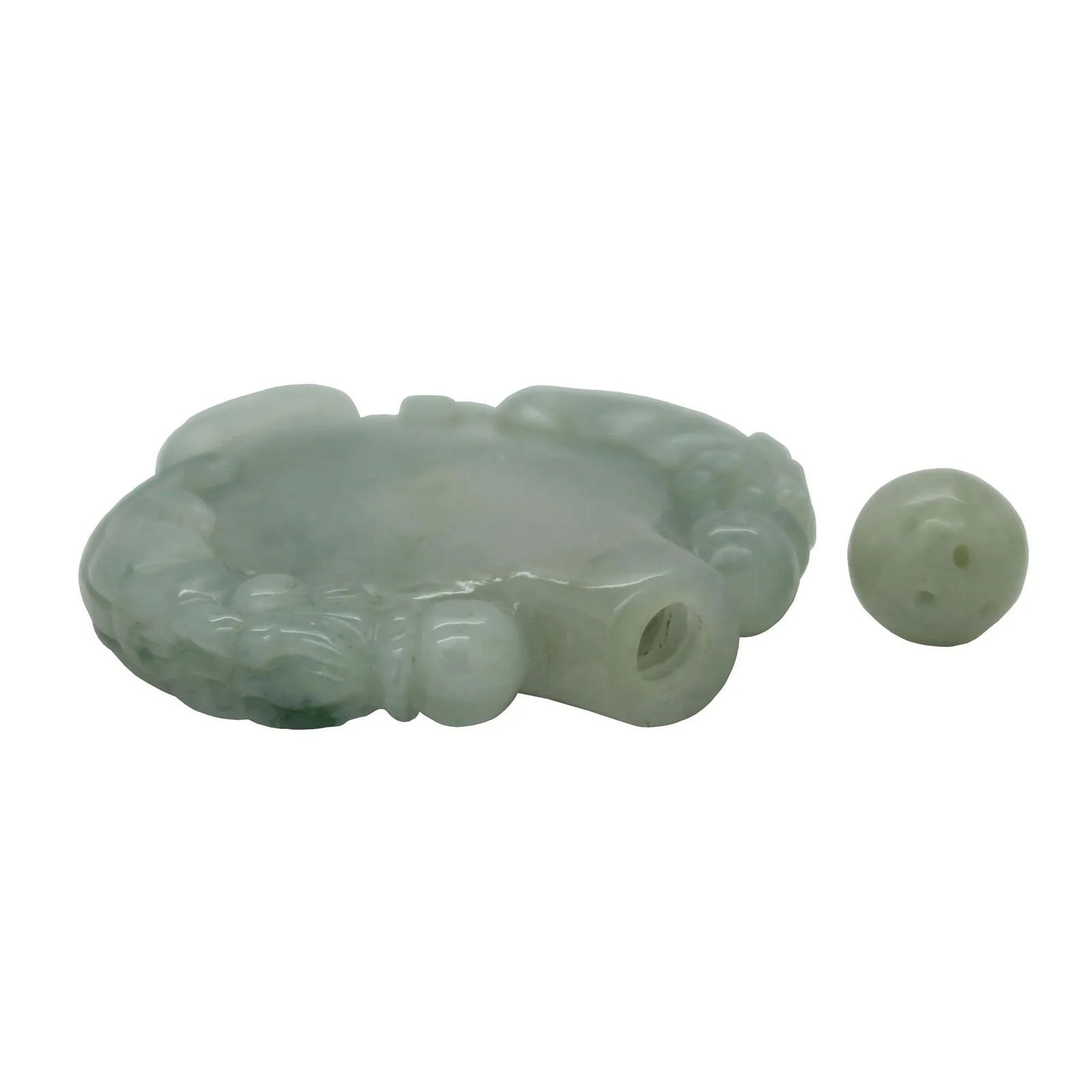 Jade Snuff Bottle With Pair of Foo Dog Chasing Lucky Ball - 5