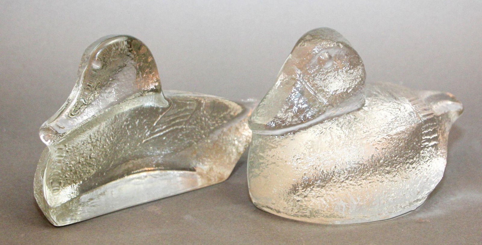 Vintage Blenko Usa Glass Duck Bookends a Pair From the 1980s - 2