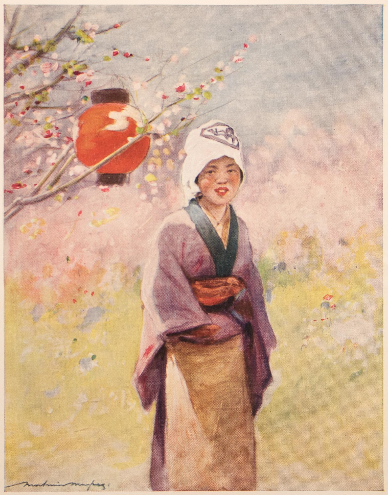 1901 Mortimer Menpes, "Miss Pomegranate" Original Period Antique Print of Japan From London - 2