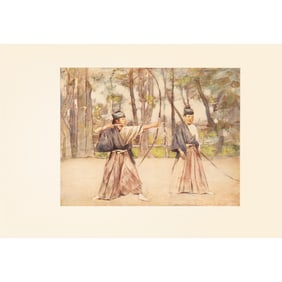1901 Mortimer Menpes, "Archers" Original Period Antique Print of Japan From London