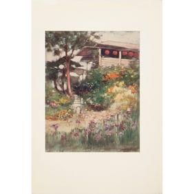 1901 Mortimer Menpes, "An Iris Garden" Original Period Antique Print of Japan From London