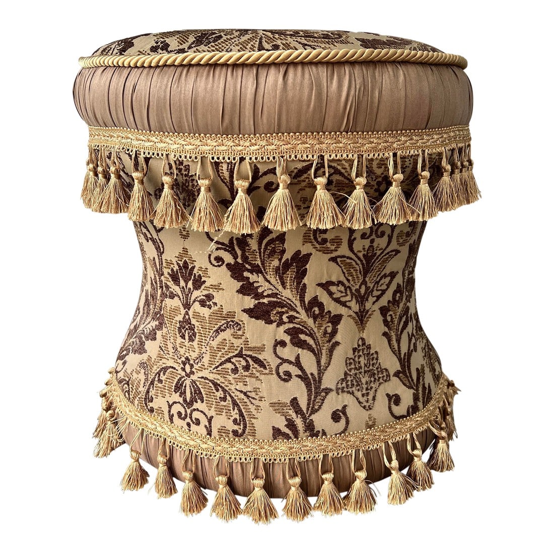 Hour Glass Shape Tassel Trimmed Footstool (1 of 3)