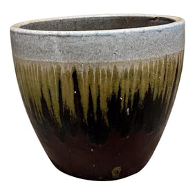 1970s Artisan Lava Drip Glaze Planter Pot Red and Green