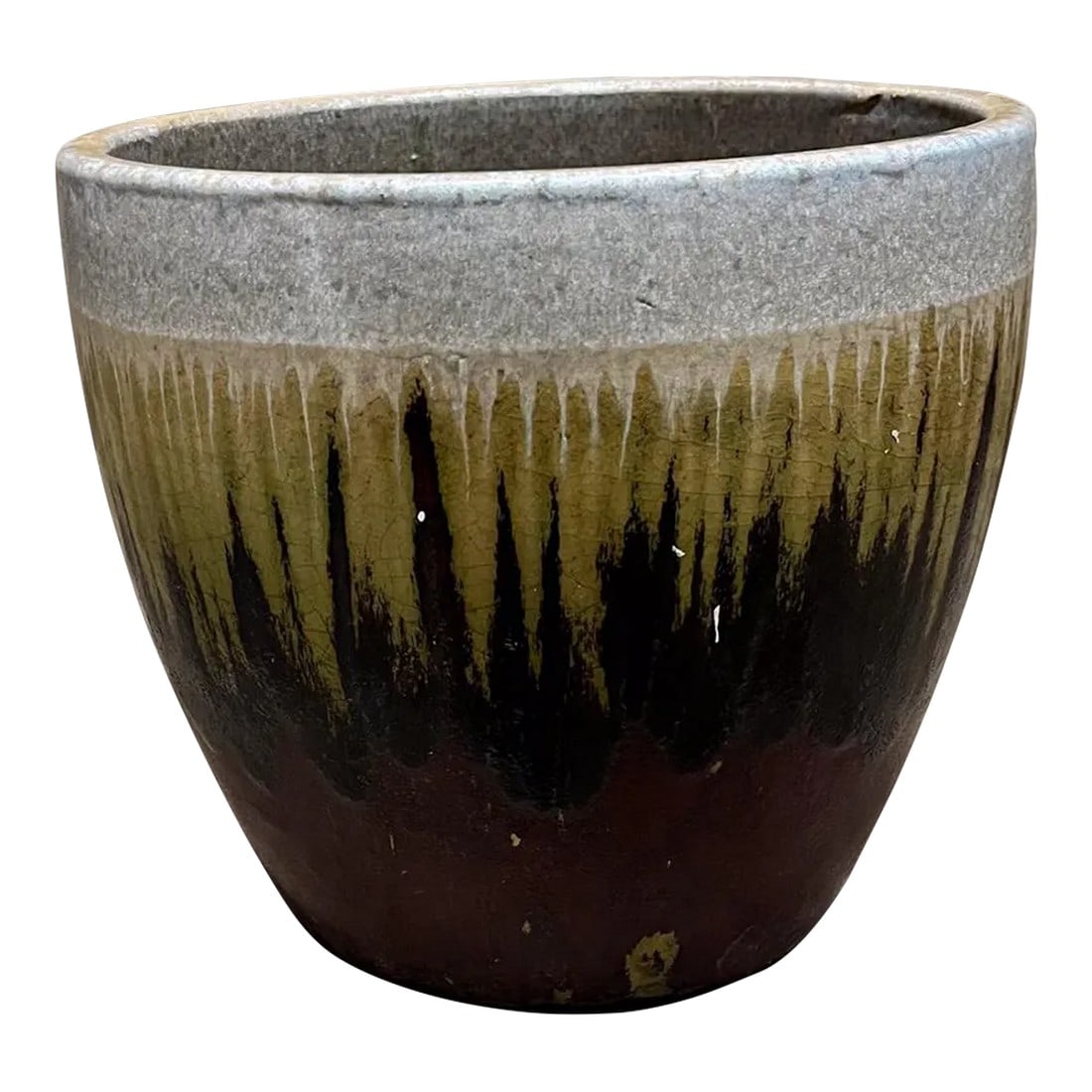 1970s Artisan Lava Drip Glaze Planter Pot Red and Green (1 of 8)