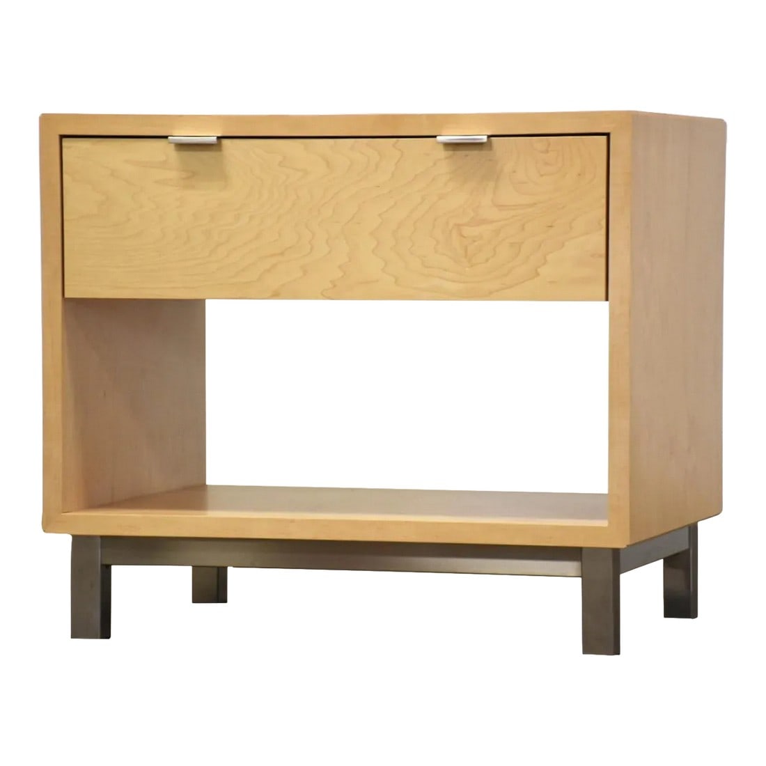 Copenhagen Nightstand by Room and Board: A single Copenhagen nightstand constructed of birch by Room and Board. 28.5" wide. 20" deep. 25" tall. Condition: Alterations: Original Condition Unaltered Imperfections: Some Imperfections Condition