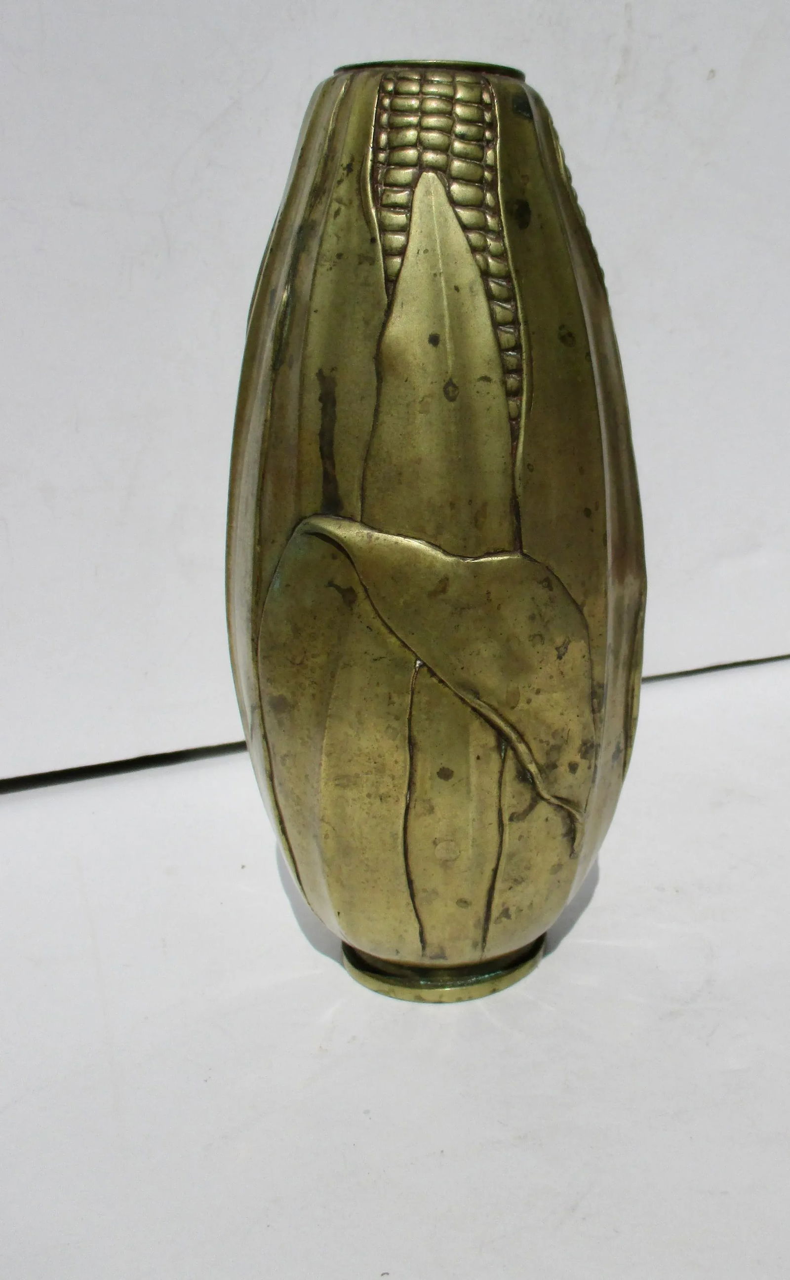 Antique Bronze Corn Cob Vase French Art Nouveau 1900s - 3