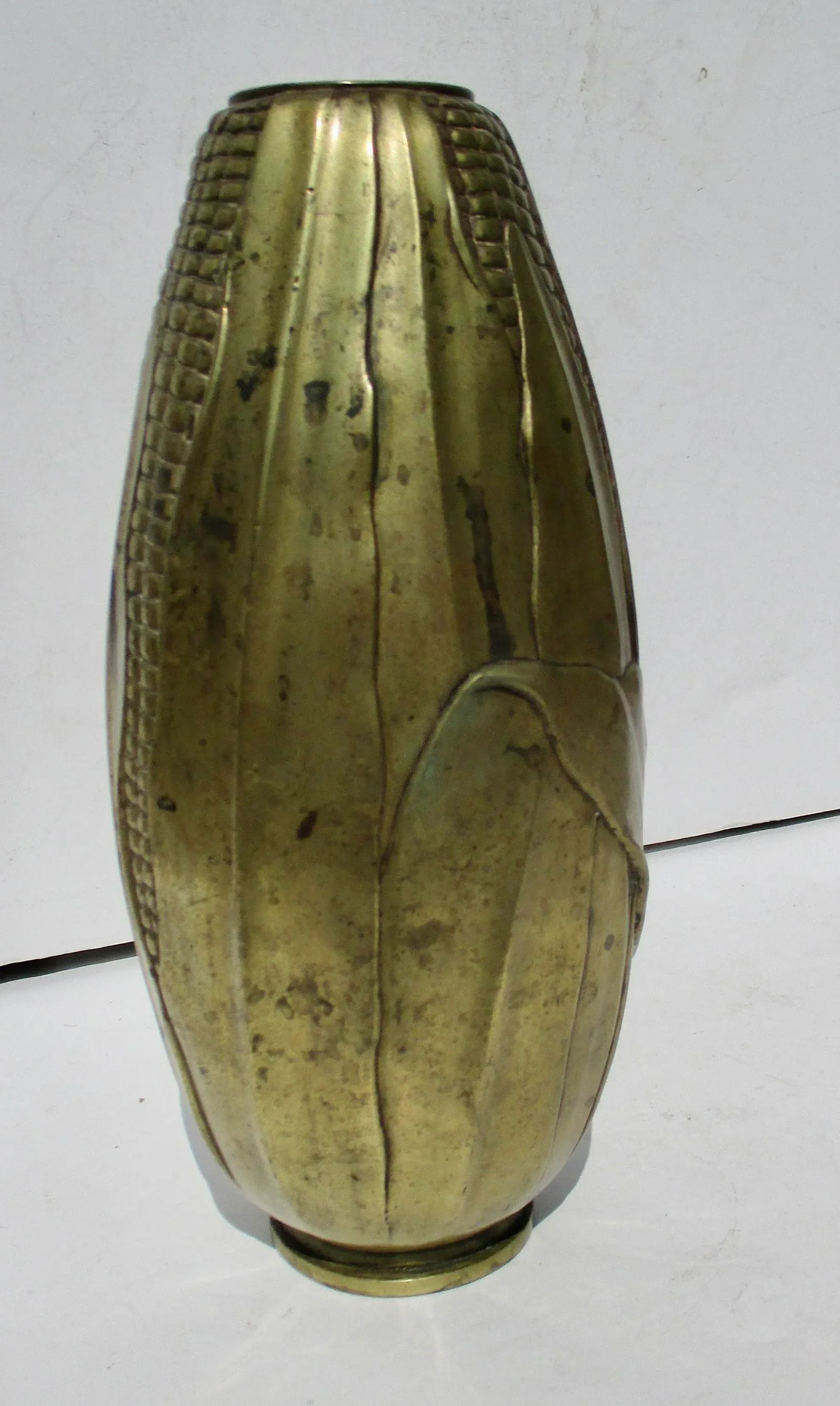 Antique Bronze Corn Cob Vase French Art Nouveau 1900s - 4