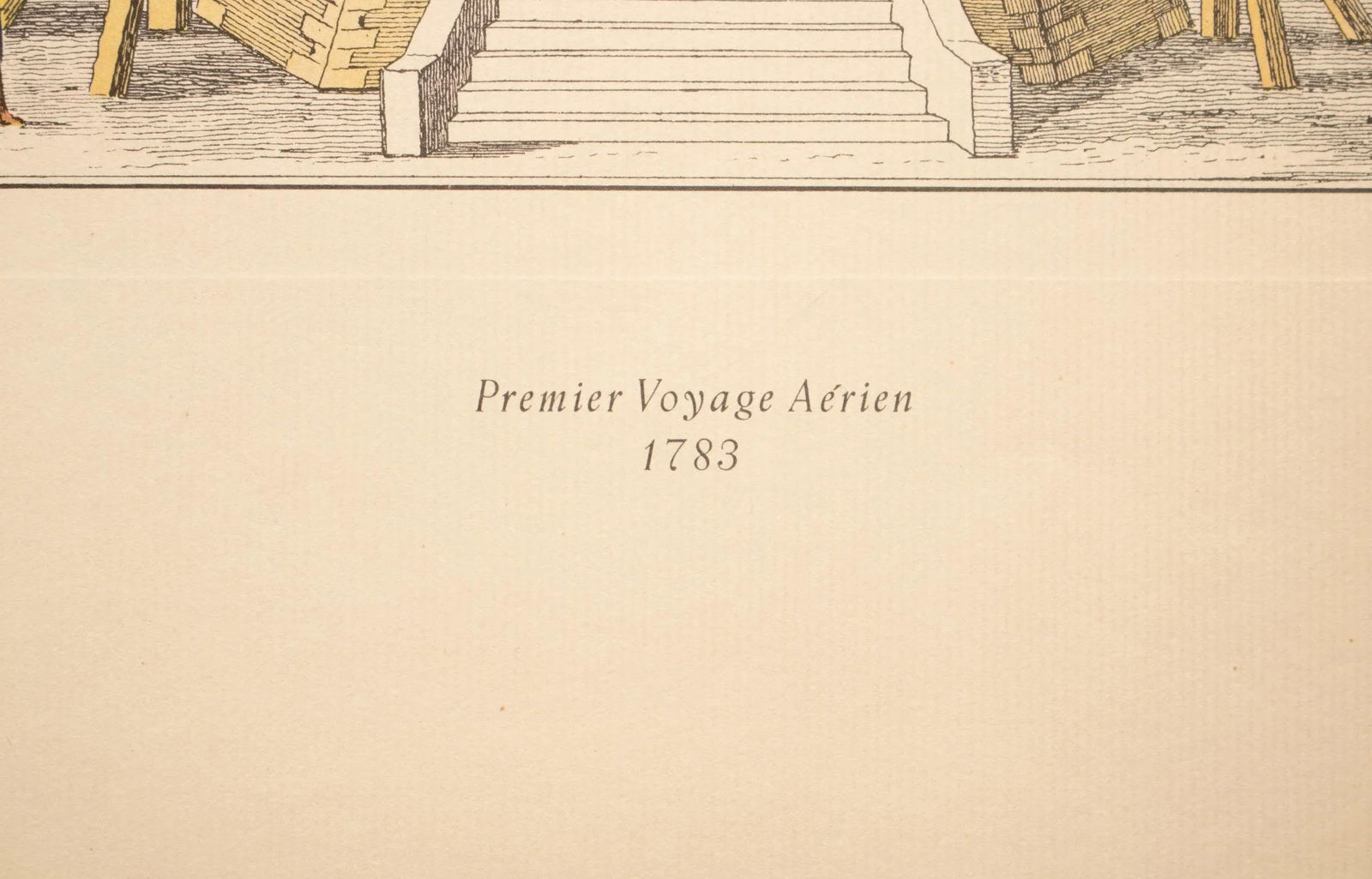 1956 "First Air Travel 1783" Balloon, Large Vintage Offset Lithograph - 7