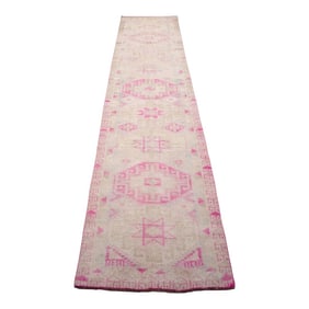 1970s Hand-Knotted Tribal Turkish Hallway Rug Pink - 2"²10"³ × 12"²1"³