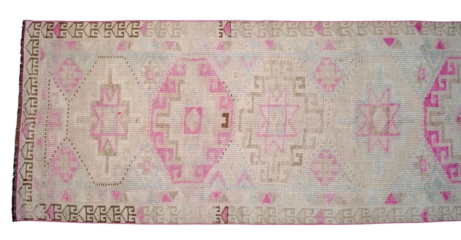 1970s Hand-Knotted Tribal Turkish Hallway Rug Pink - 2"²10"³ × 12"²1"³ - 7