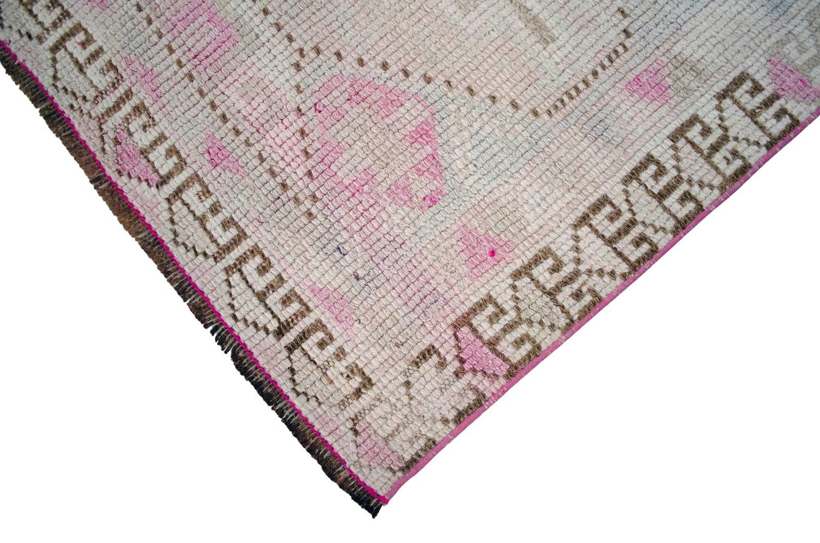 1970s Hand-Knotted Tribal Turkish Hallway Rug Pink - 2"²10"³ × 12"²1"³ - 9