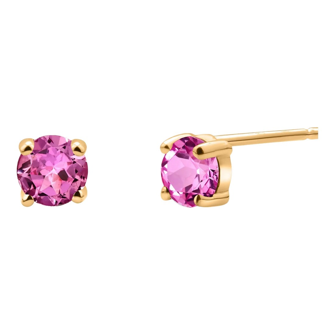 Matched Pair Pink Sapphire 0.65 Carat 0.20 Inch 14 Karat Yellow Gold Stud Earrings - 2 Pieces: Introducing our exquisite two matched pair of Pink Sapphire 14 Karat Stud Earrings, a timeless and elegant addition to your jewelry collection. Crafted with meticulous attention to detail, these