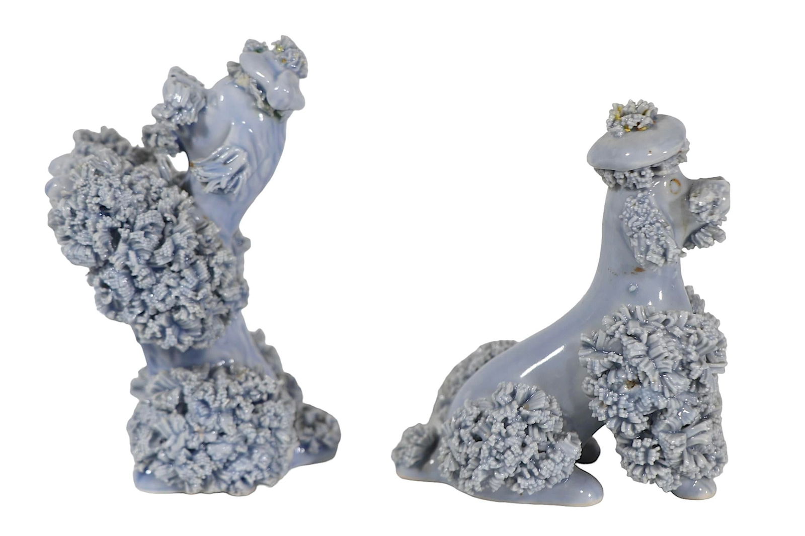 2 Pc. Set Mid Century Spaghetti Pottery Poodle Dogs - 10