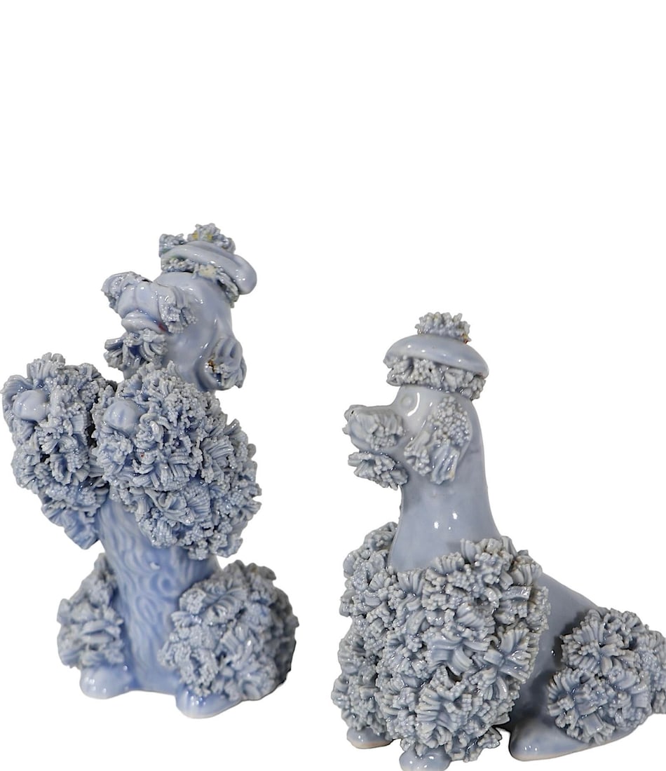 2 Pc. Set Mid Century Spaghetti Pottery Poodle Dogs - 4