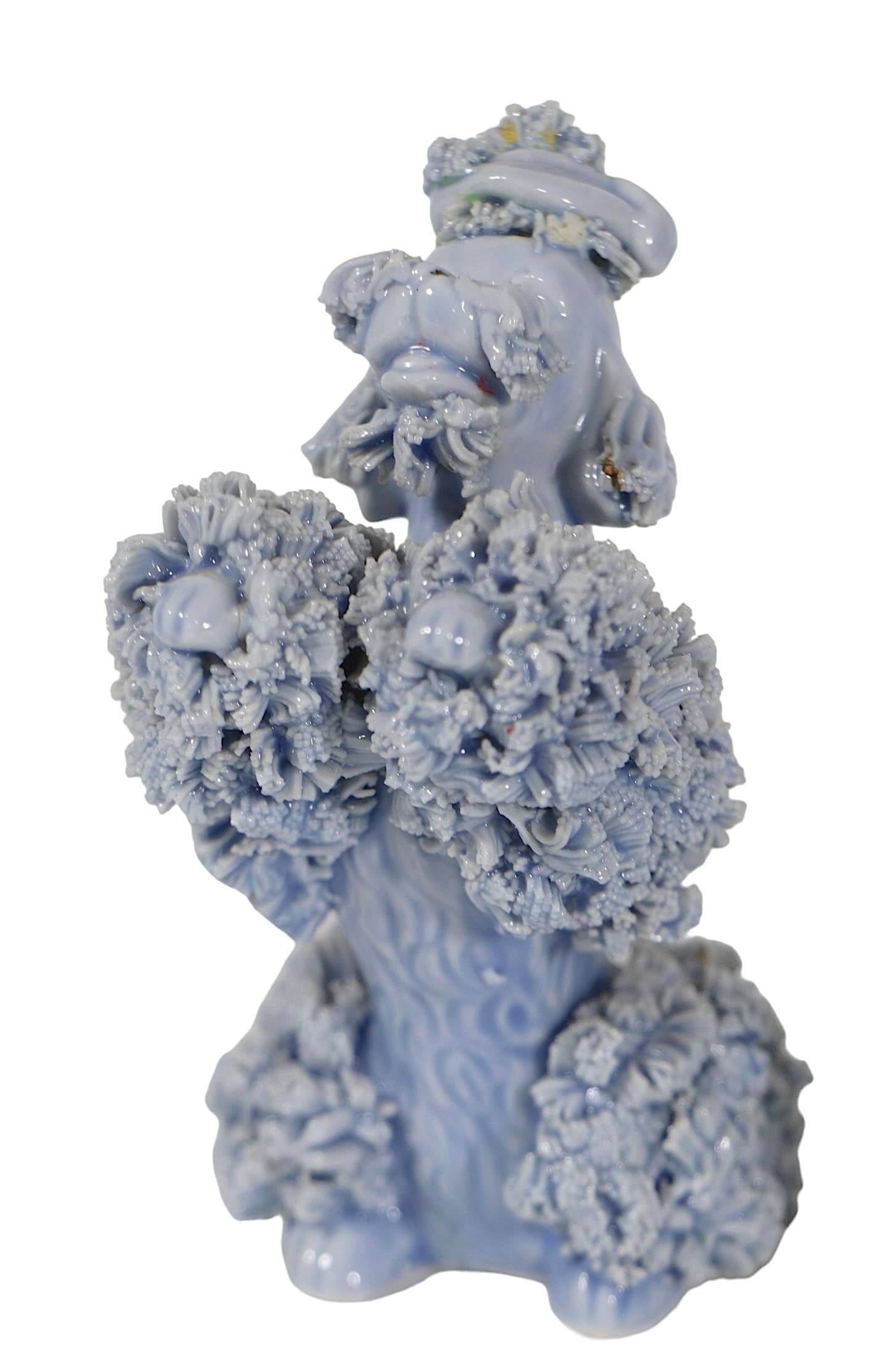 2 Pc. Set Mid Century Spaghetti Pottery Poodle Dogs - 5