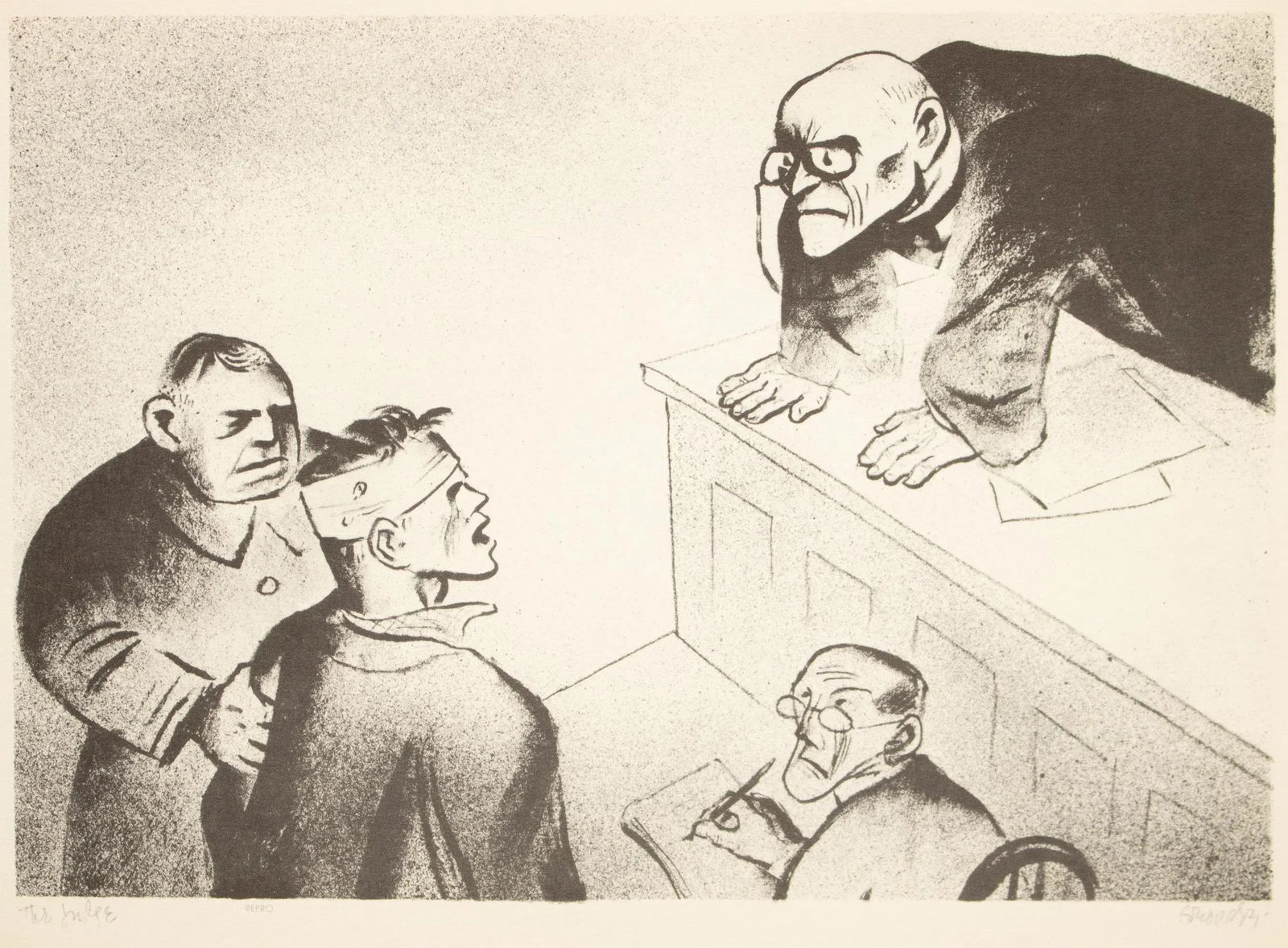 1939 After William Gropper "The Judge", First Edition Period Offset Lithograph - 2