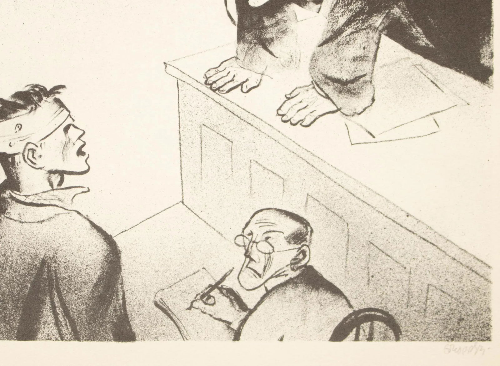 1939 After William Gropper "The Judge", First Edition Period Offset Lithograph - 5