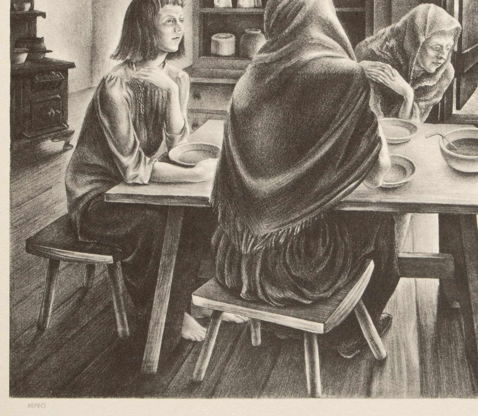 1939 After John S. De Martelly "Give Us This Day", First Edition Period Offset Lithograph - 4