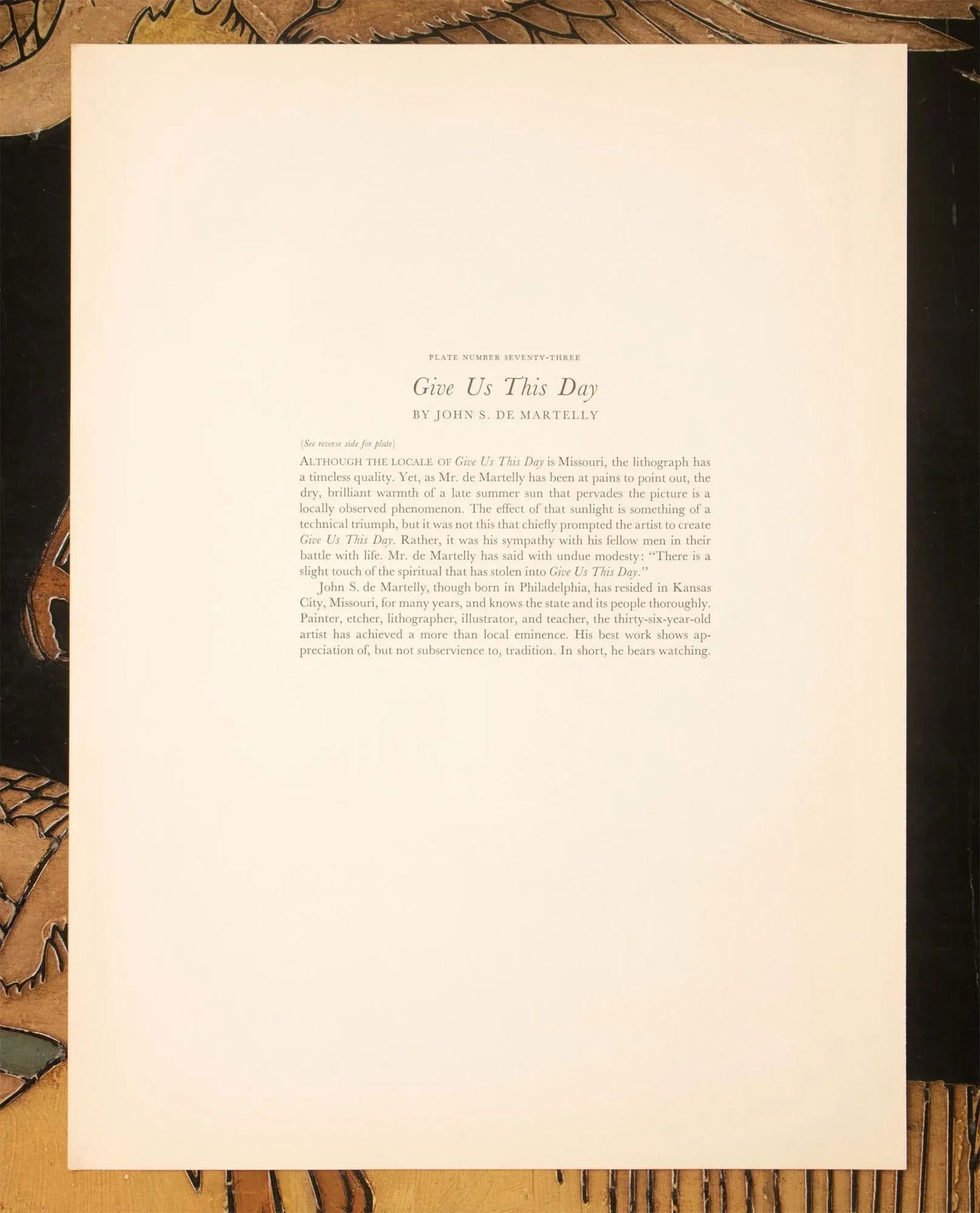 1939 After John S. De Martelly "Give Us This Day", First Edition Period Offset Lithograph - 7