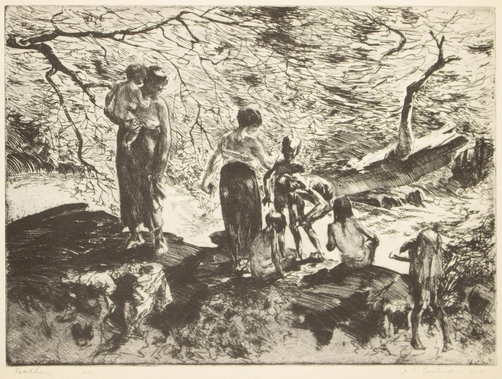 1939 After John E. Costigan "Bathers", First Edition Period Offset Lithograph - 2