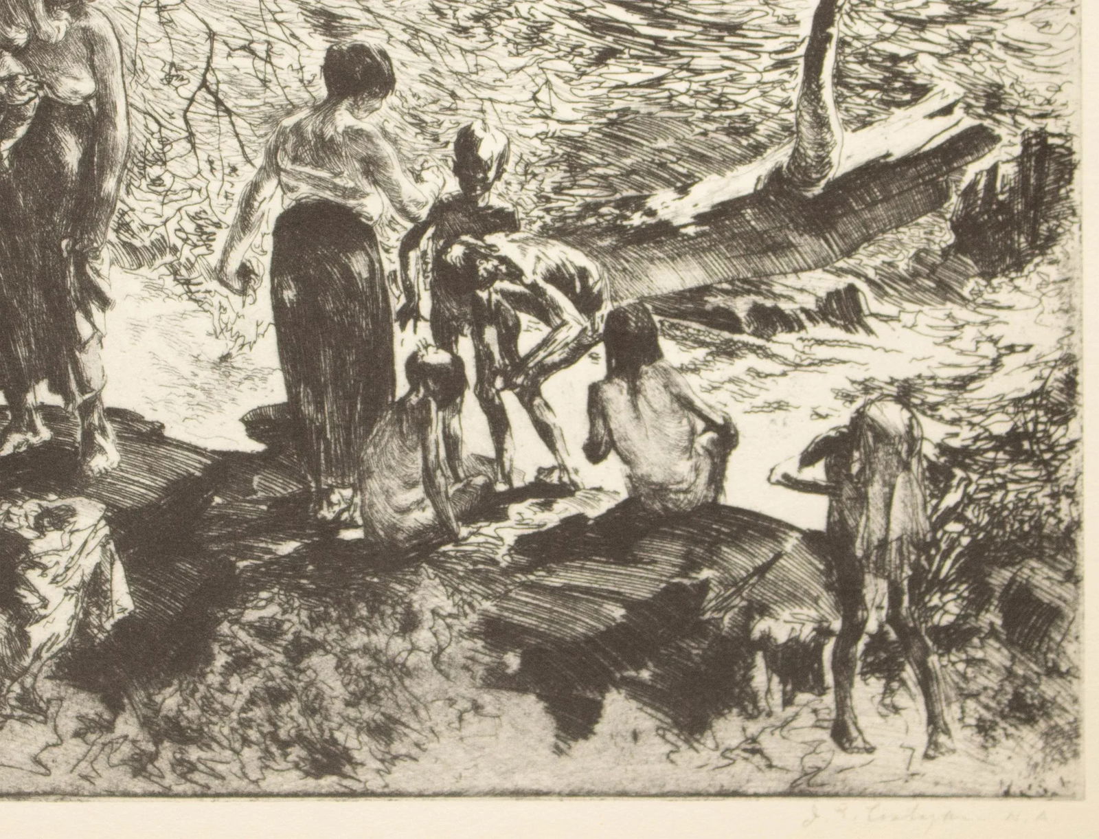 1939 After John E. Costigan "Bathers", First Edition Period Offset Lithograph - 5