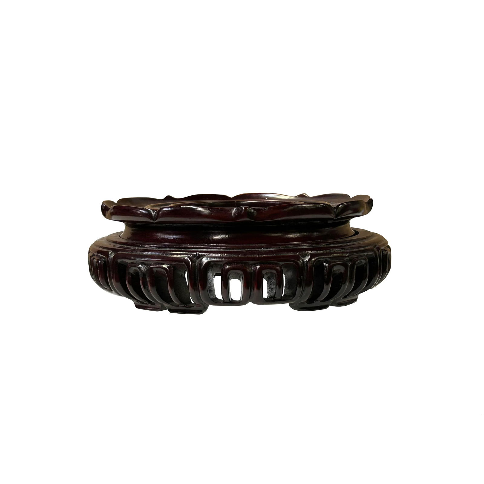 7.5" Reddish Brown Wood Round Open Pattern Display Stand Riser - 2