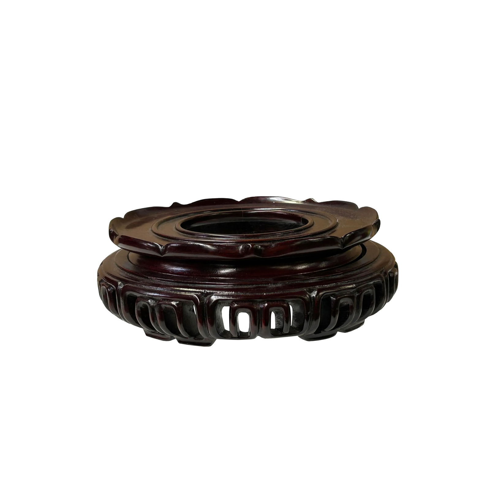 7.5" Reddish Brown Wood Round Open Pattern Display Stand Riser - 4