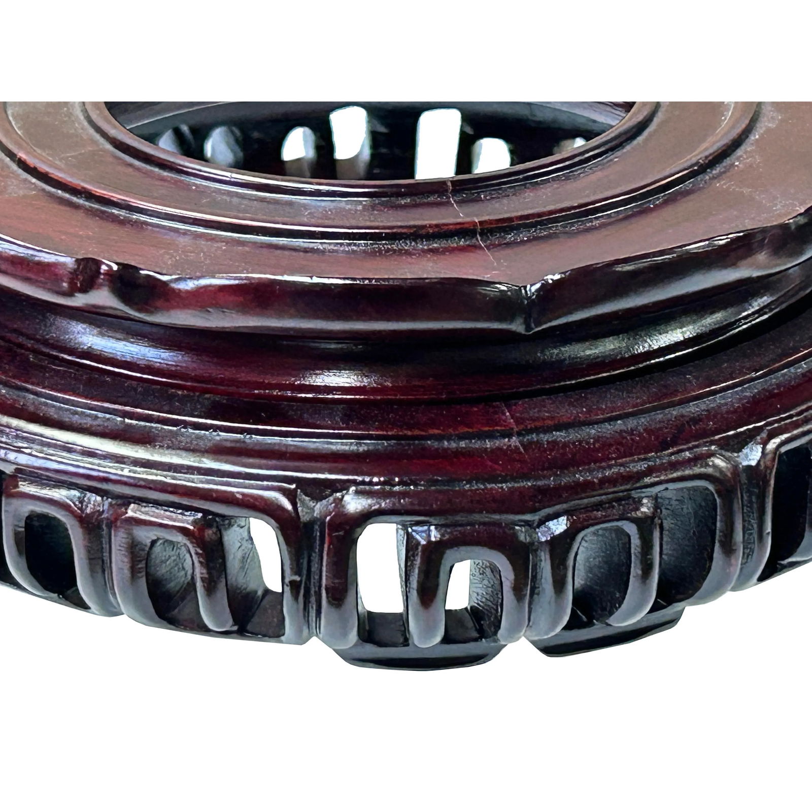 7.5" Reddish Brown Wood Round Open Pattern Display Stand Riser - 5