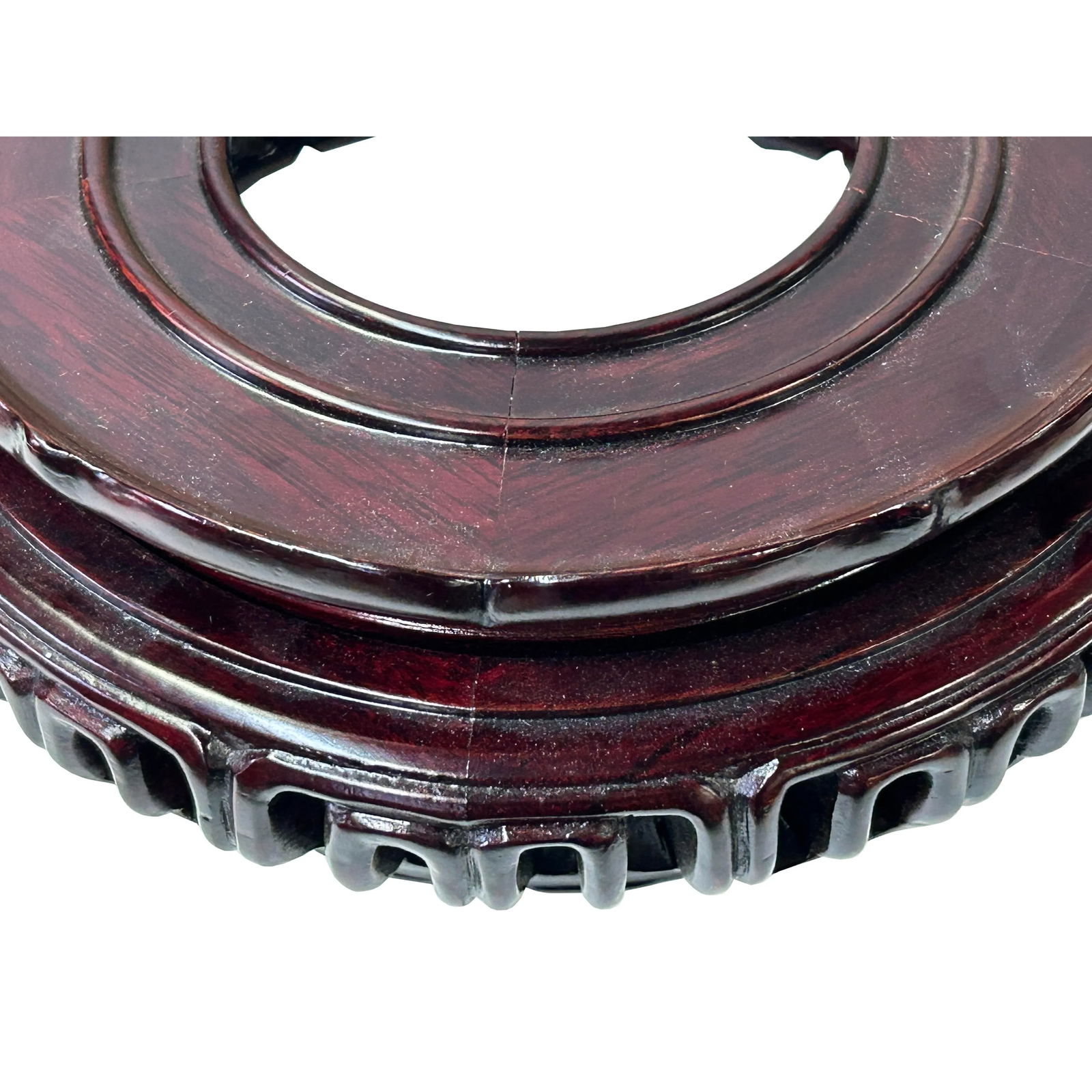 7.5" Reddish Brown Wood Round Open Pattern Display Stand Riser - 6