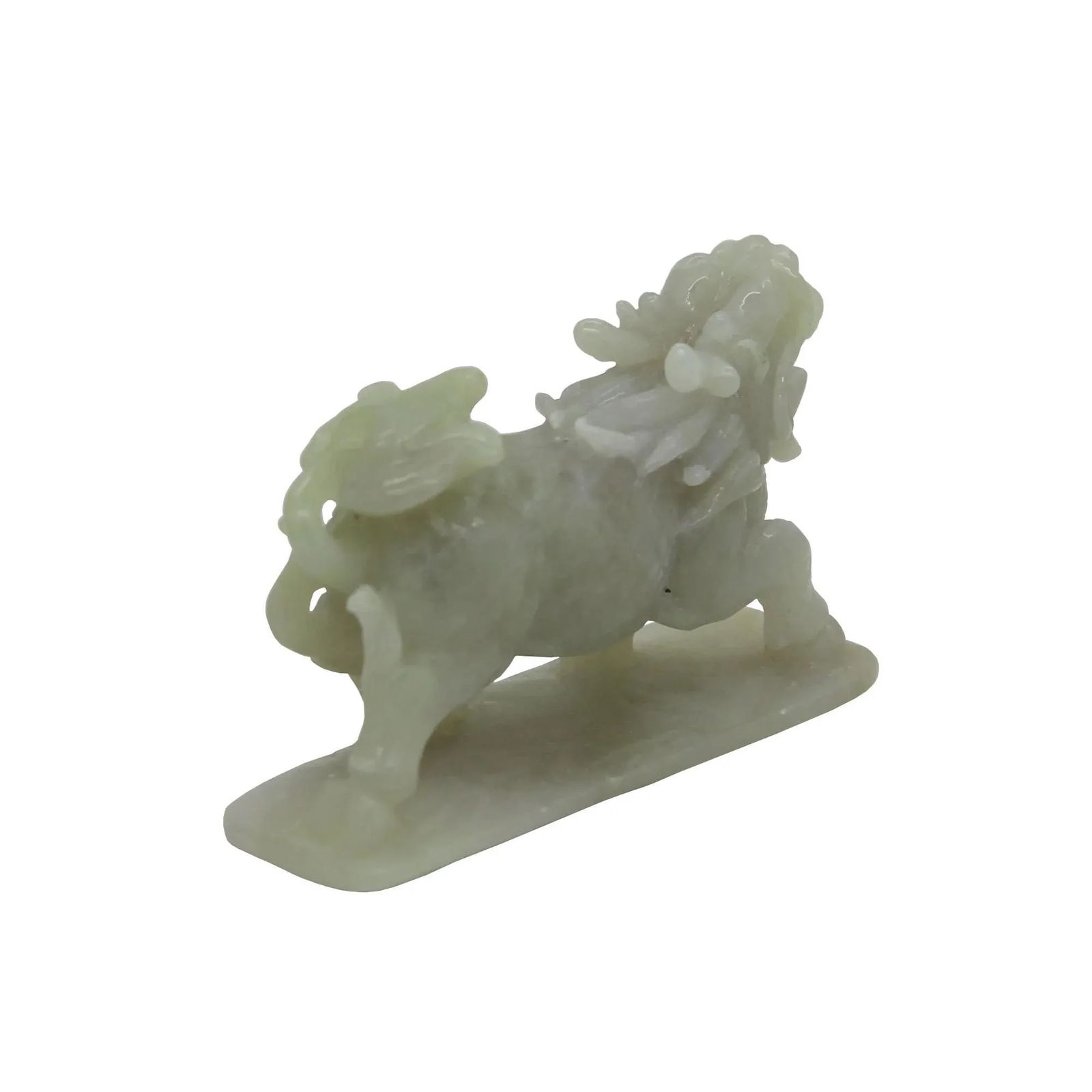 Detail Chinese Hand Carved Natural Jade Lucky Feng Shui Kirin Statue - 4
