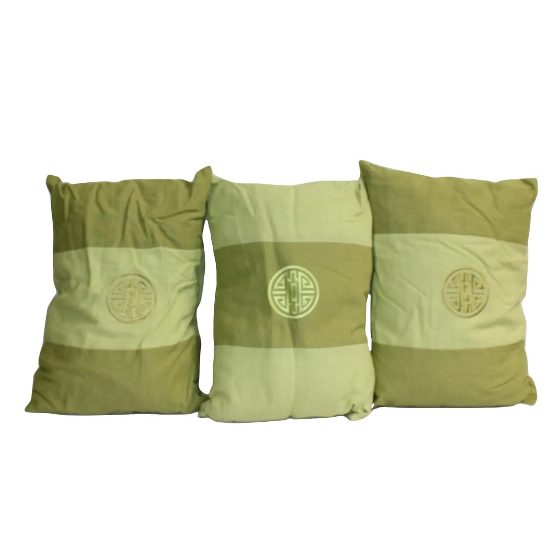 3 Pieces Green Color Rectangular Fabric Couch Sofa Cushions: This is a set of 3 rectangular shape pillow cushions. It has a green color mix with a graphic fabric cover - with a zipper. Dimensions: 16" x 12"x thickness 3" each Origin: China