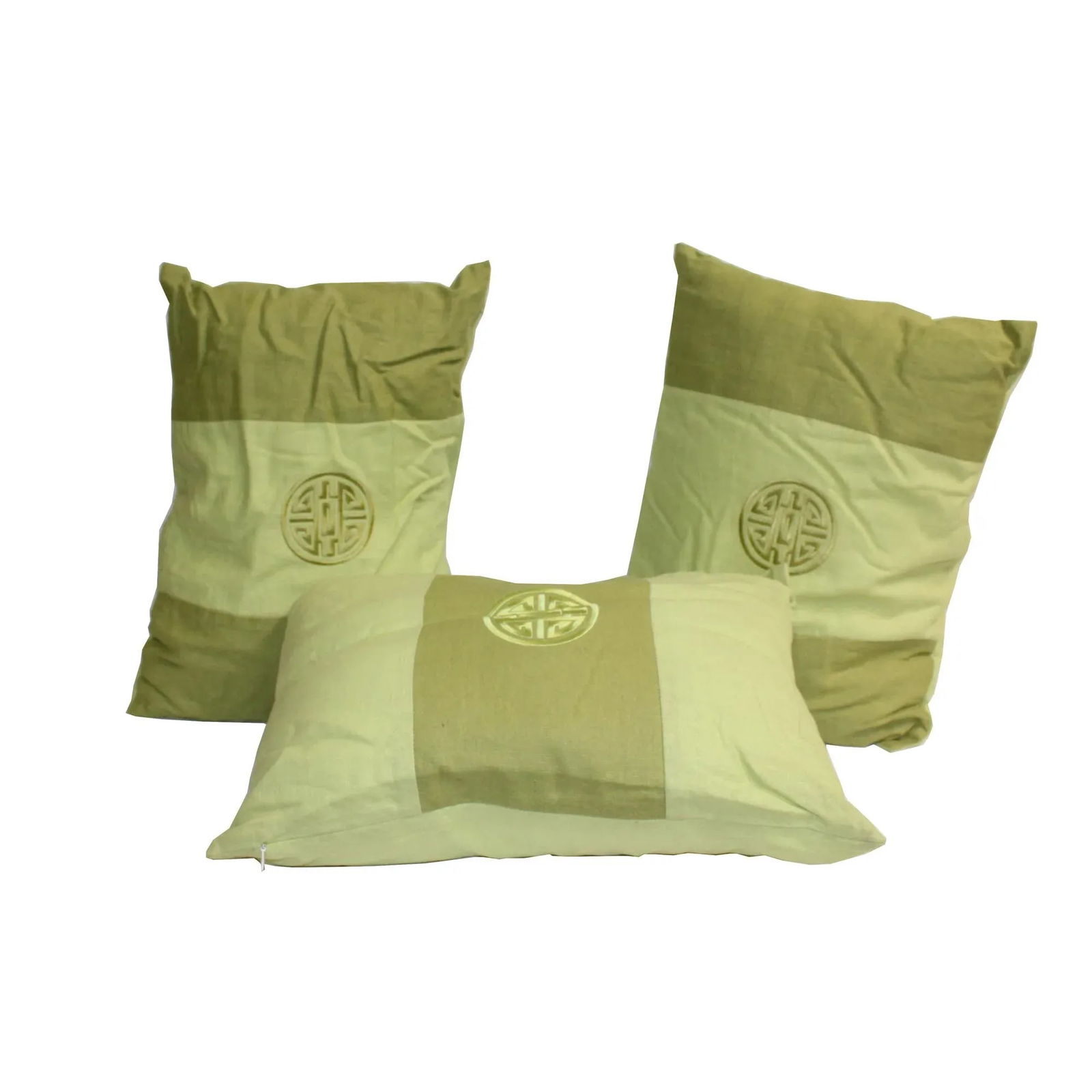 3 Pieces Green Color Rectangular Fabric Couch Sofa Cushions - 2