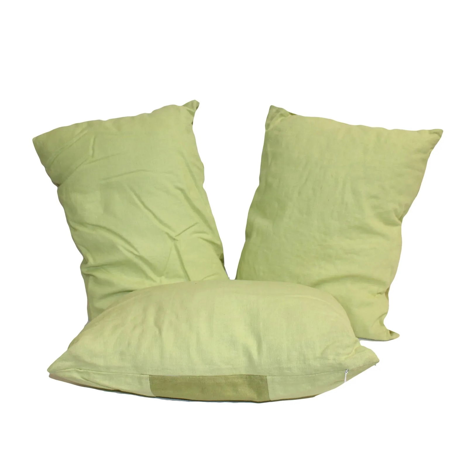 3 Pieces Green Color Rectangular Fabric Couch Sofa Cushions - 3