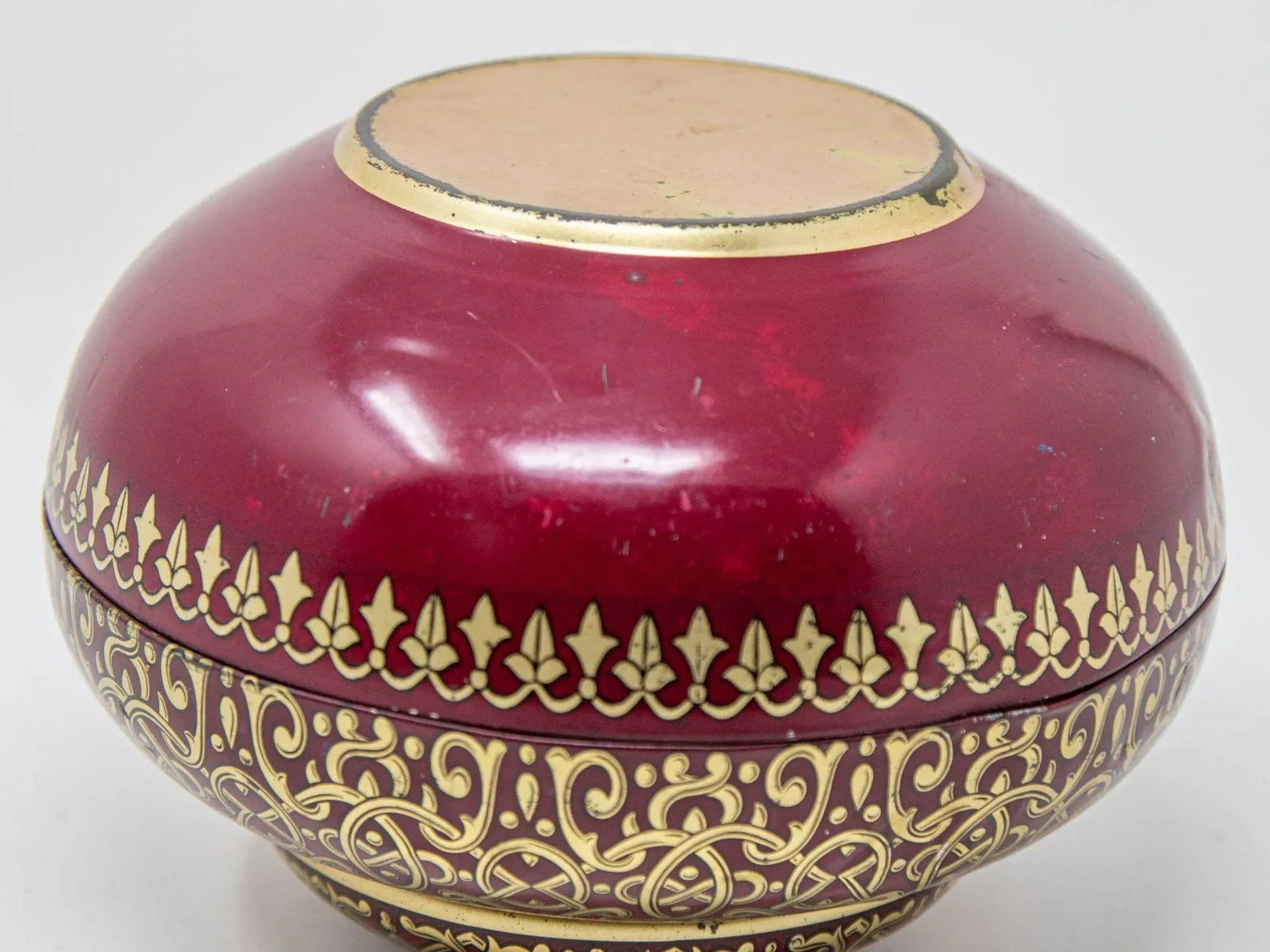 Tchibo Tin Box Red and Gold Arabesque Coffee Container Vintage 1960 Germany - 8