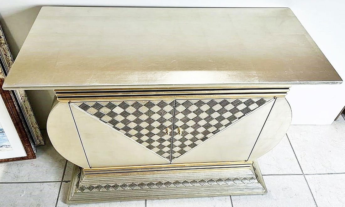 1990s Silver and Gold Contemoporary Modern Console Cabinet - 3