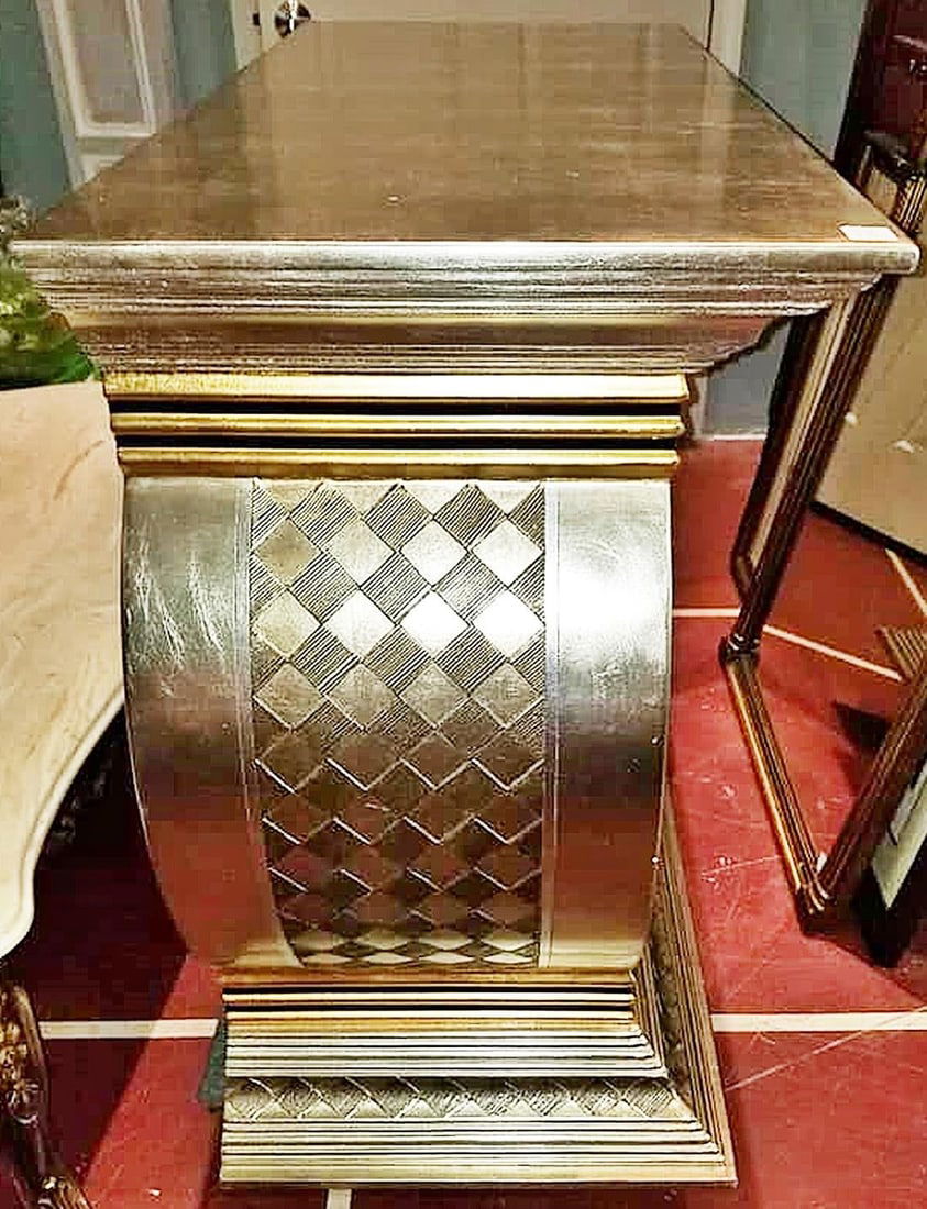 1990s Silver and Gold Contemoporary Modern Console Cabinet - 8