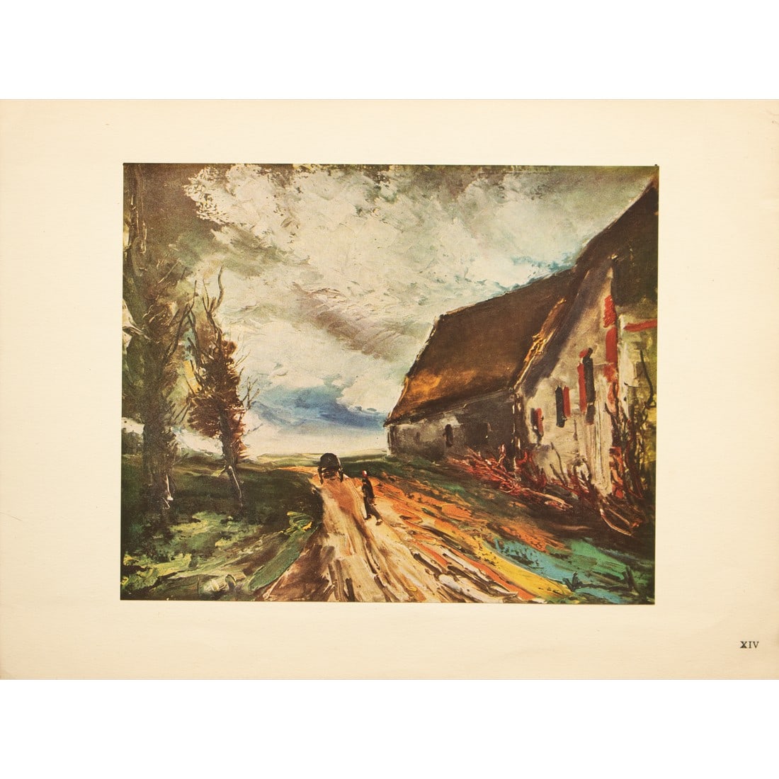 1947 After Maurice Vlaminck "The Brezolles Road", First Edition Period Parisian Lithograph: A stunning First Edition period offset lithograph, print, after painting "La Route De Brezolles" (The Brezolles Road, 1942) by Maurice Vlaminck (1876-1958). Comes from a First Limited Edition art