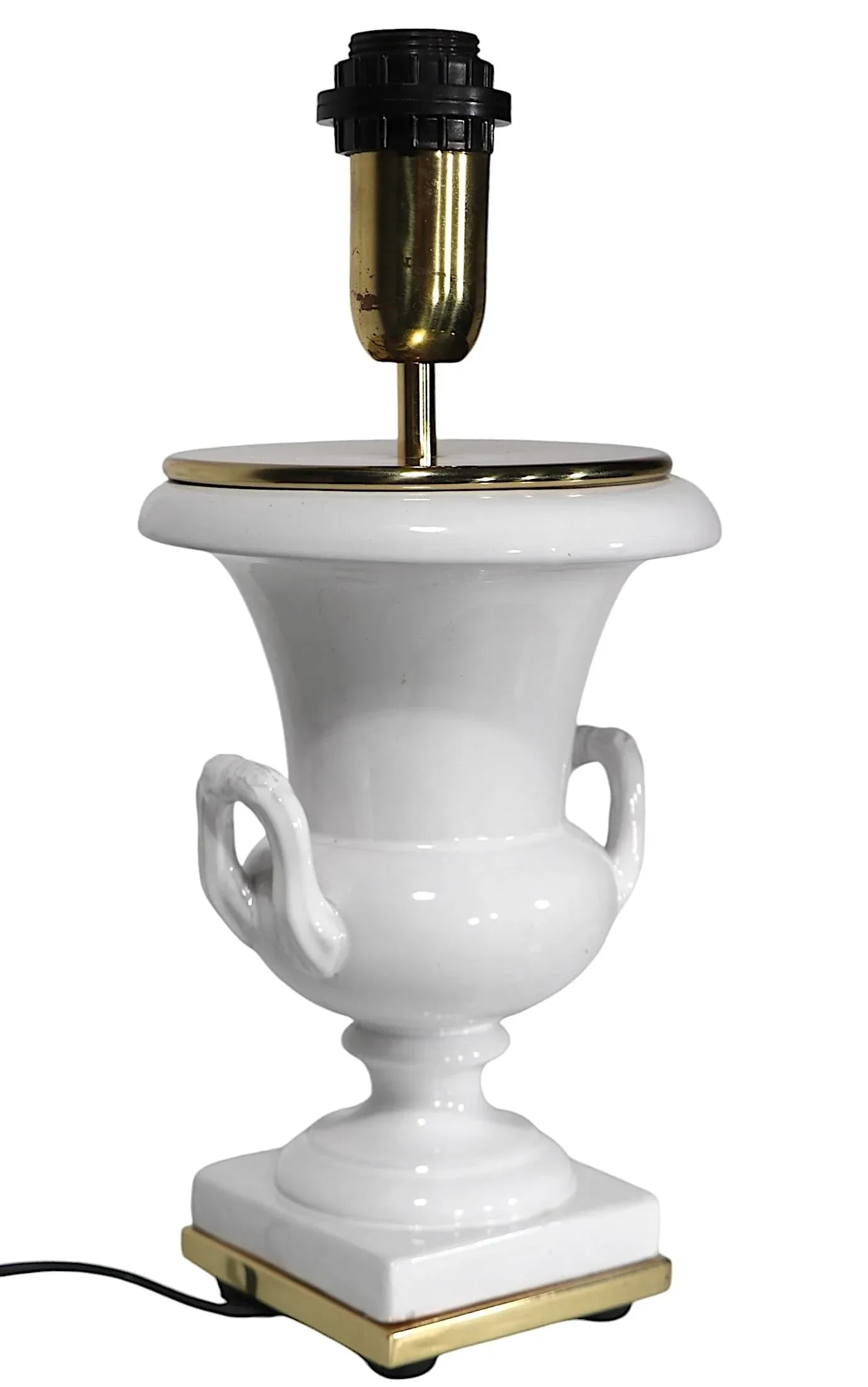 Mid Century White Ceramic Urn Form Table Lamp Made in Italy C 1970's - 5