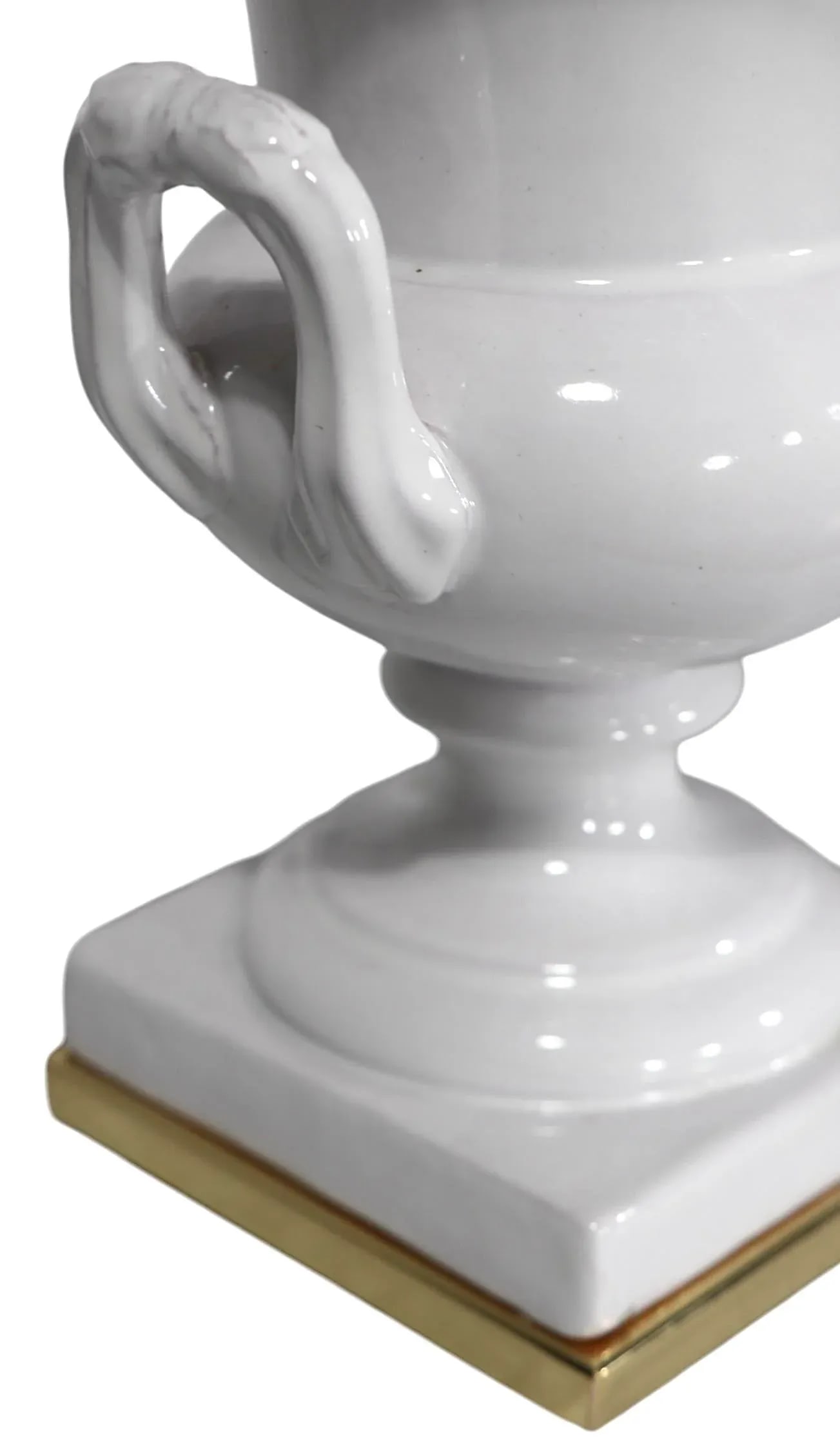 Mid Century White Ceramic Urn Form Table Lamp Made in Italy C 1970's - 6