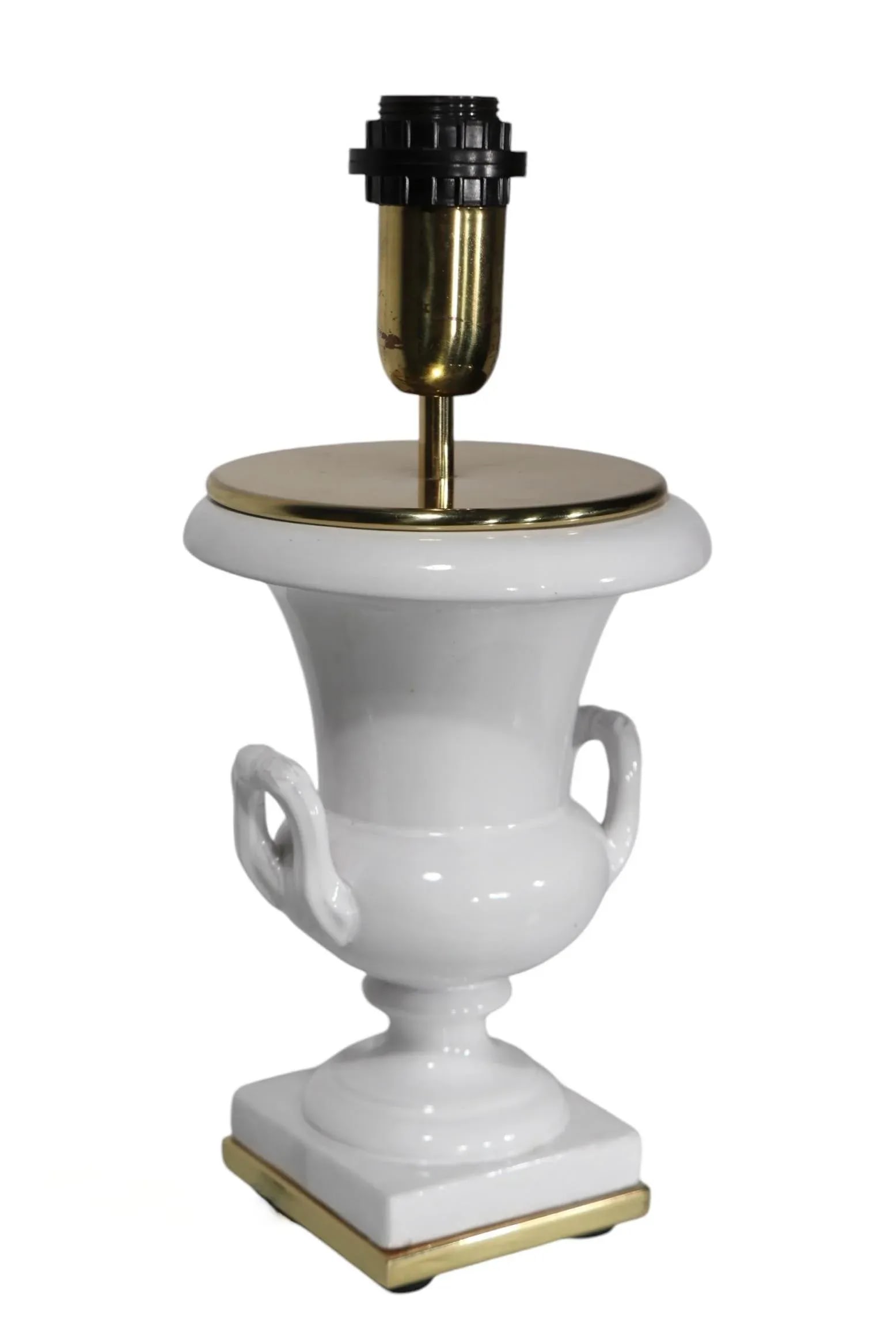 Mid Century White Ceramic Urn Form Table Lamp Made in Italy C 1970's - 9