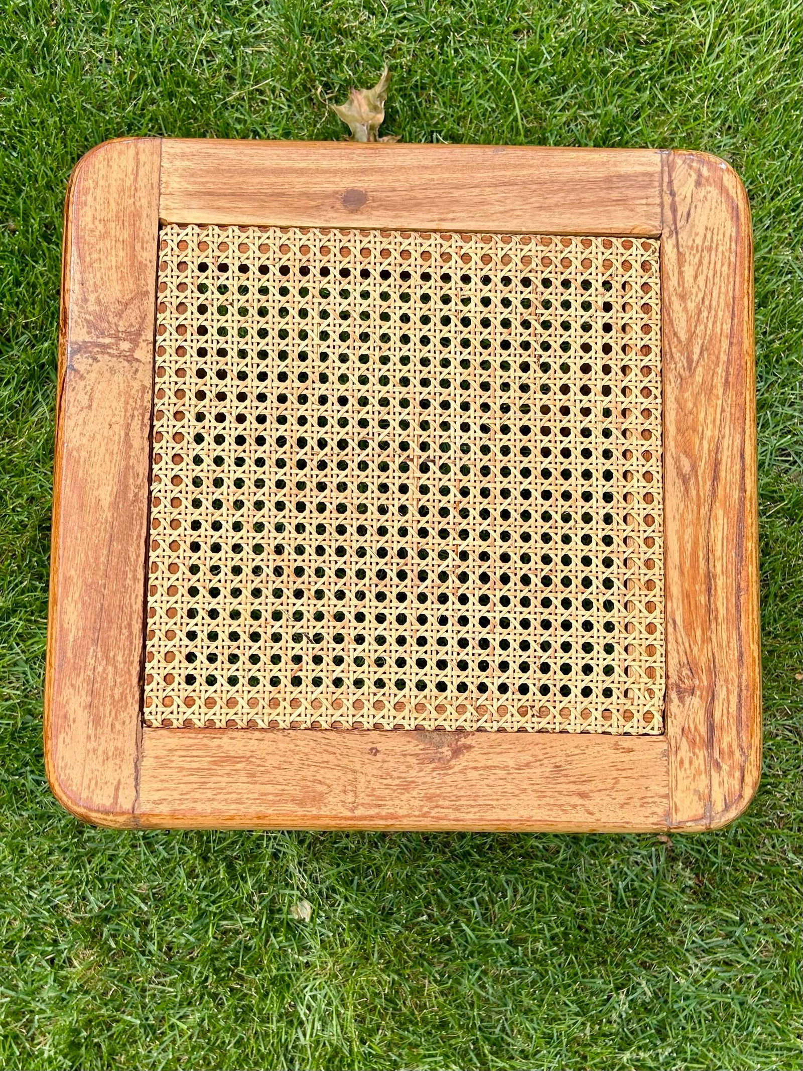 Solid Wood, End Table With Rattan-Woven Top - 3