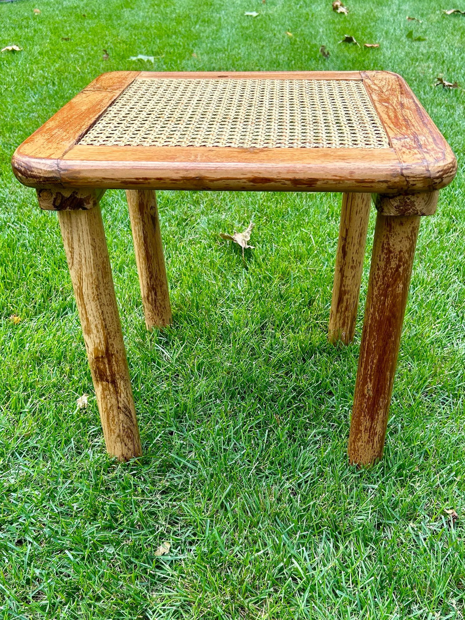 Solid Wood, End Table With Rattan-Woven Top - 6